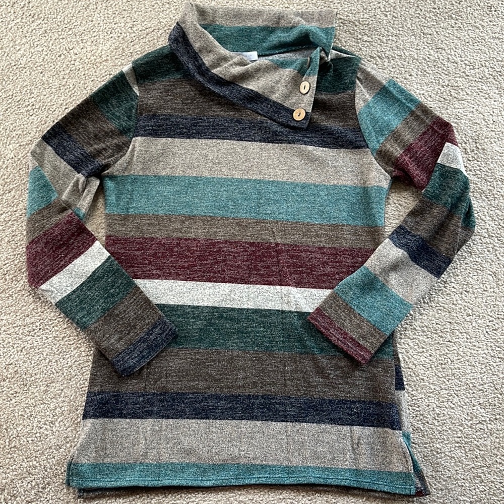 Nic and Lulu stripe top shirt tunic size Small